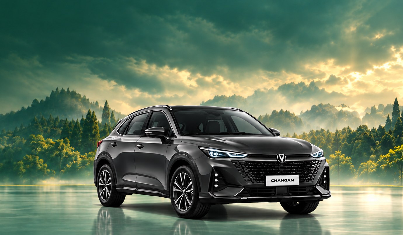 Changan, кроссовер на фоне леса