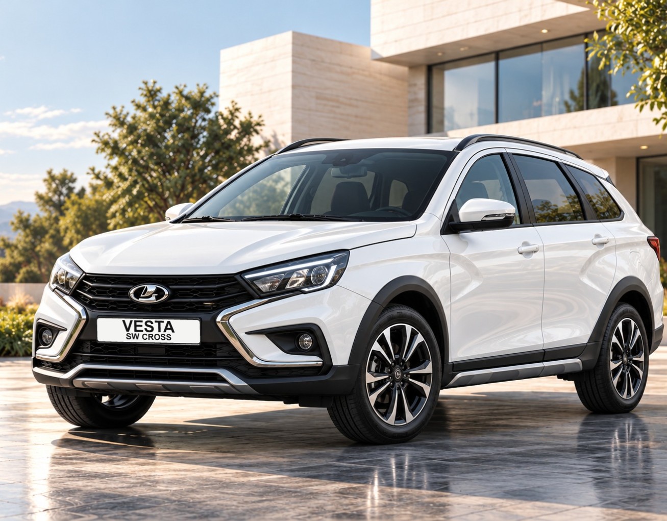 LADA Vesta SW Cross у современного дома